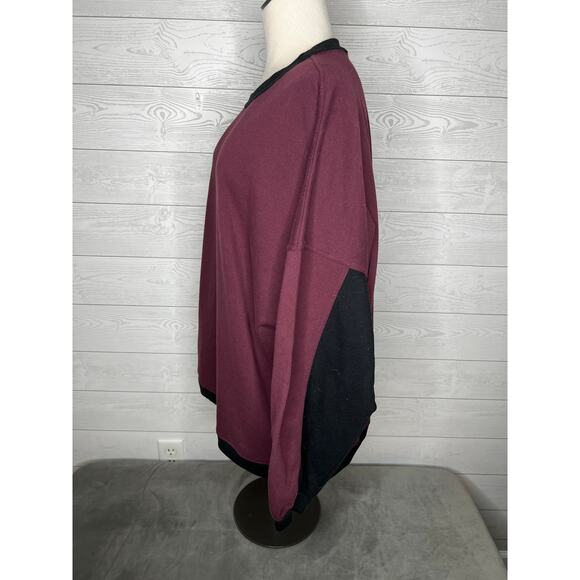 Torrid burgundy/black Cozy Fleece oversized Tunic Sweatshirt Size 1(1X) 14-16 - Picture 4 of 9